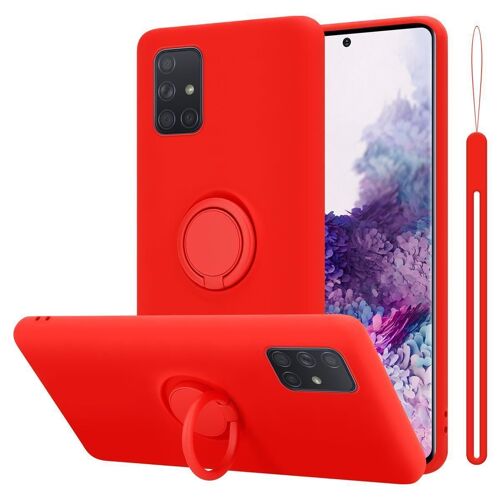 Cadorabo Housse compatible avec Samsung Galaxy A71 4G en LIQUID RED - Étui de protection en silicone TPU flexible avec anneau