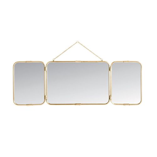 Miroir de Barbier Triptyque en Laiton Dorée - L114 x H40cm - Or