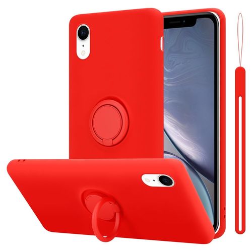 Cadorabo Housse Compatible Avec Apple Iphone Xr En Liquid Red - Étui De Protection En Silicone Tpu Flexible Avec Anneau