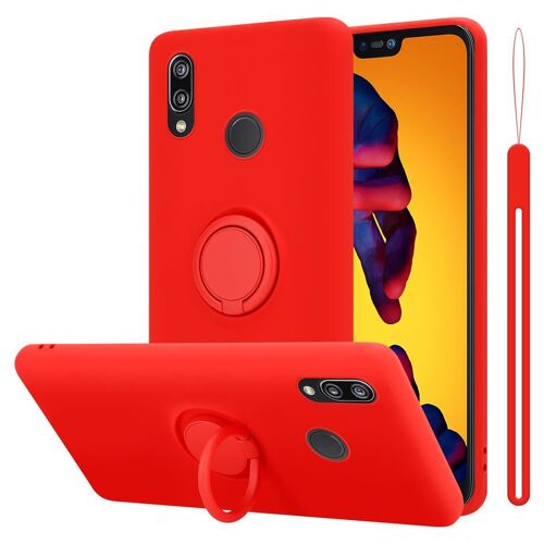 Cadorabo Housse compatible avec Huawei P20 LITE 2018 / NOVA 3E en LIQUID RED - Étui de protection en silicone TPU flexible avec anneau