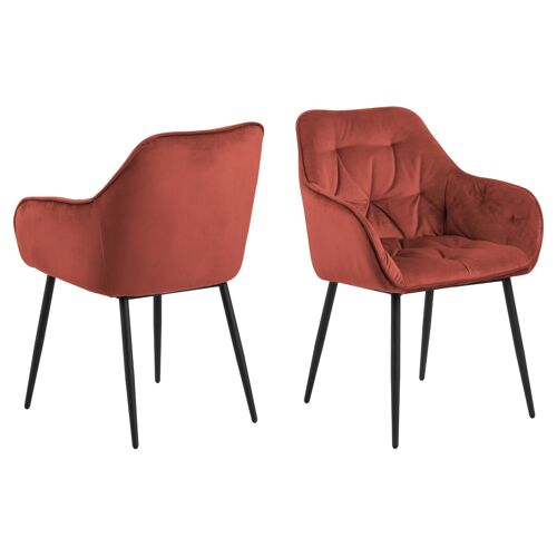 Lot de 2 fauteuil de salle à manger en velours et métal