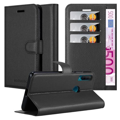 Cadorabo Housse compatible avec Alcatel 1S 2020 en NOIR DE JAIS - Étui de protection avec fermeture magnétique, fonction de support et compartiment pour carte