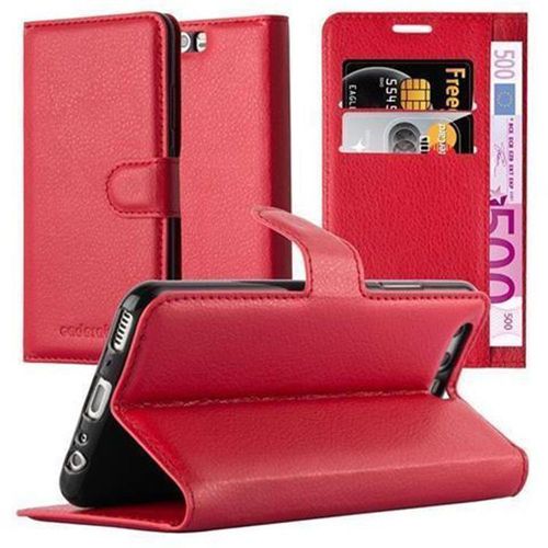 Cadorabo Housse Compatible Avec Huawei P10 Plus En Rouge Cerise - Étui De Protection Avec Fermeture Magnétique, Fonction De Support Et Compartiment Pour Carte