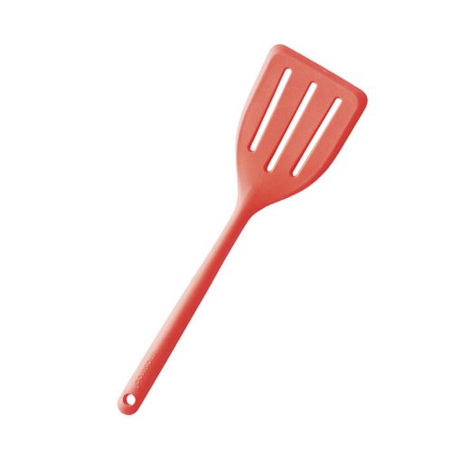 Spatule Retourneur Ajourée En Silicone Rouge