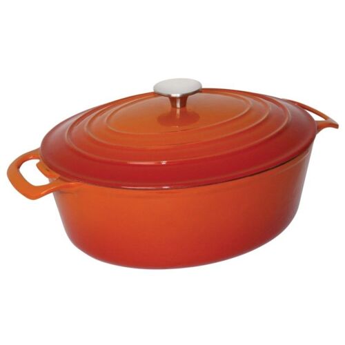 Cocotte En Fonte Ovale Orange 5 L