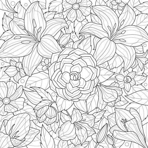 Tableau sur toile fleurs à colorier 30x30 cm
