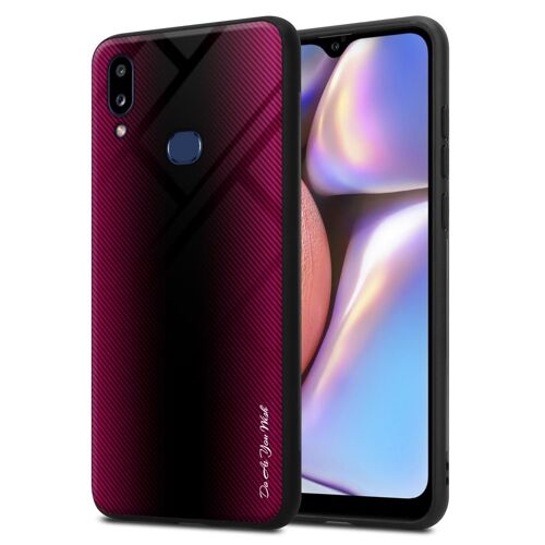 Cadorabo Housse compatible avec Samsung Galaxy A10s / M01s - Aspect rayé en CRAMIN ROSE - Coque de protection en silicone TPU et dos en verre trempé