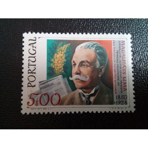 Timbre Portugal Yt 1403 50e Anniversaire De La Mort De Magalhaes Lima 1978 ( 10104 )
