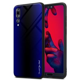 Cadorabo Housse Compatible Avec Huawei P20 Pro / P20 Plus - Aspect Rayé En Cobalt Violet - Coque De Protection En Silicone Tpu Et Dos En Verre Trempé