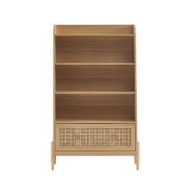 Bibliothèque Cannage Rotin Et Effet Bois Et Chêne 3 Étagères