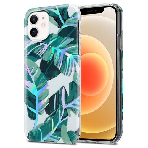 Coque pour Apple iPhone 12 / 12 PRO en FEUILLES DE BANANE Housse de protection Étui en silicone TPU avec motif floral