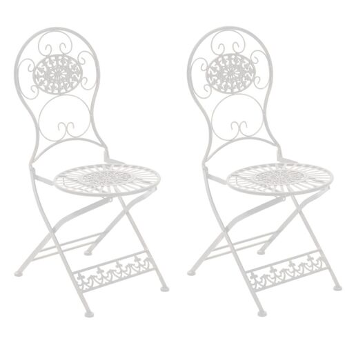 Lot De 2 Chaises De Jardin Pliables En Métal Blanc
