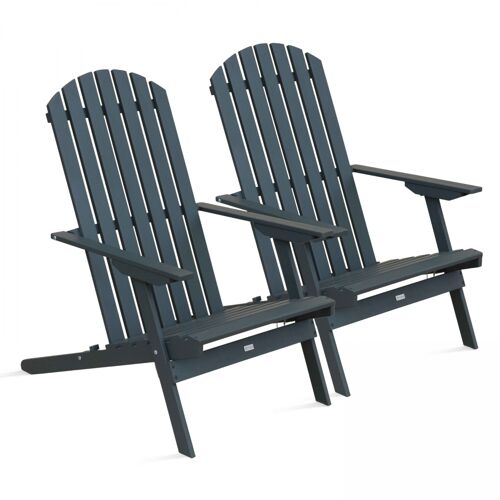 Lot De 2 Fauteuils Pliant En Bois D'eucalyptus Gris
