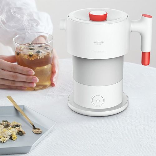 Xiaomi Mini Bouilloire de Blanc de voyage pliante électrique, Bouilloire Portable, Cuisson Rapide, Protection Contre le Sec, 100-240V/0.6L