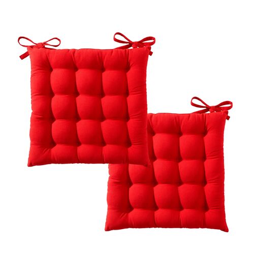 Lot De 2 Galettes De Chaise 40x40 Rouge Griotte En Coton