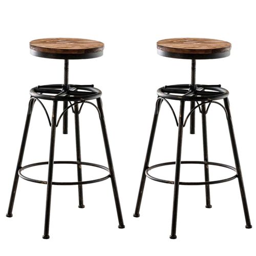 Lot De 2 Tabourets De Bar Industriel En Métal Bronze