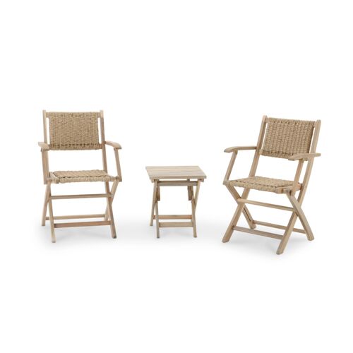 Set Balcon Table 40x40x45cm 2 Fauteuils Rotin Synthétique