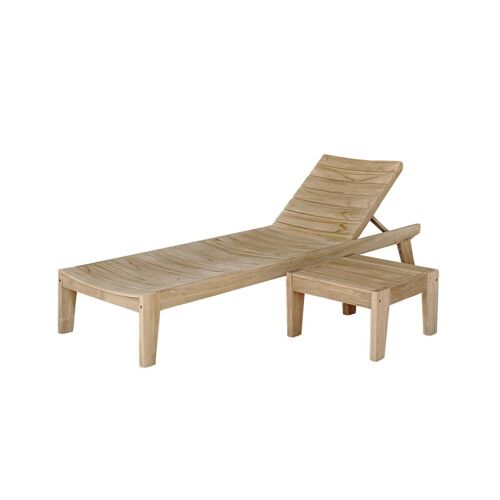 Ensemble bain de soleil et table basse en teck massif