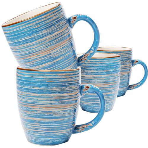 Mug En Grès Bleu - Lot De 4