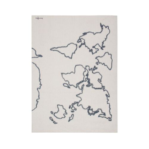 Tenture carte en coton beige 120x160