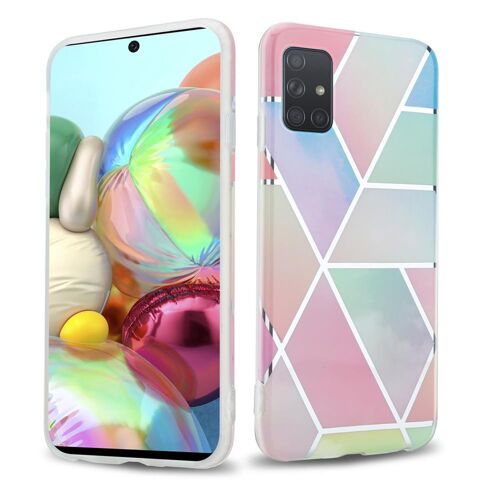 Coque pour Samsung Galaxy A71 5G en Marbre Arc-en-ciel No. 11 Housse de protection Étui en silicone TPU avec motif mosaïque