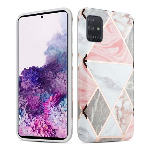 Coque pour Samsung Galaxy A71 5G en Marbre Blanc Gris Rose No. 10 Housse de protection Étui en silicone TPU avec motif mosaïque