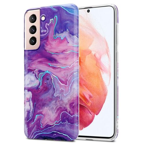 Cadorabo Housse compatible avec Samsung Galaxy S21 5G en Marbre Violet Rose No. 19 - Étui de protection en silicone TPU avec motif mosaïque