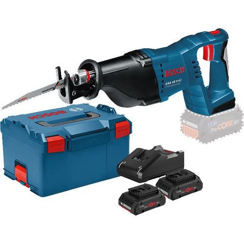 Scie sabre sans fil Bosch GSA 18 VLI 18 V 2 batteries ProCore 18 V 4Ah chargeur LBoxx