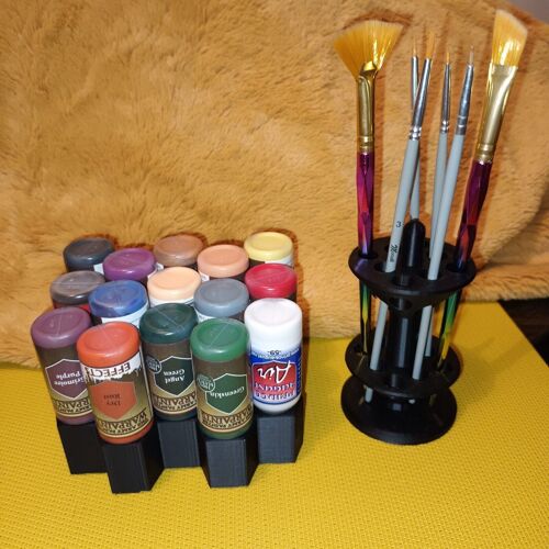 Vallejo Support Rangement 15 Pots Peinture Army Painter + Porte-Pinceaux