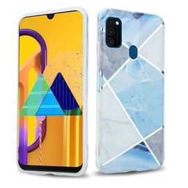 Cadorabo Housse Compatible Avec Huawei P20 Lite 2018 / Nova 3e En Marbre Gris Blanc Bleu No. 2 - Étui De Protection En Silicone Tpu Avec Motif Mosaïque