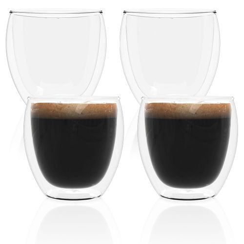 Intirilife 4x Verre À Expresso Transparent À Double Paroi - Contenance De 80 Ml - Verre À Café, Verre À Thé, Verre Thermo, Verre Décoratif