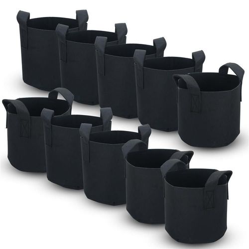 Intirilife Lot De 10 Sacs De Plantation Non-Tissés De 56 Litres - 15 Gallons - 50 X 30 Cm - Avec Poignées De Transport - Pour Jardin, Serre, Etc. - Sac De Jardinière