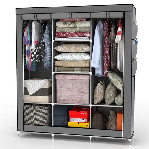 Armoire Pliable De Rangement 130x175x45 Penderie Pliante Camping Rail Vêtements