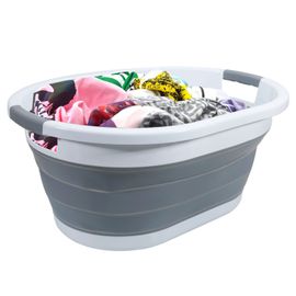 Panier à linge Pliable Plastique Silicone 61.5 x 44 x 27cm Poignées 36L