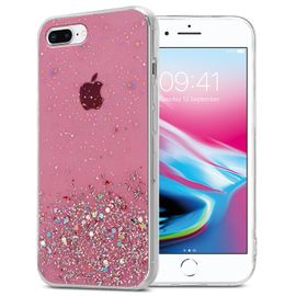 Cadorabo Housse Compatible Avec Apple Iphone 7 Plus / 7s Plus / 8 Plus En Rose Avec Paillettes - Étui De Protection En Silicone Tpu Flexible Avec Paillettes Scintillantes