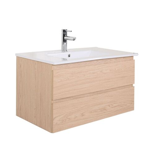 Meuble simple vasque décor chêne 80cm + vasque