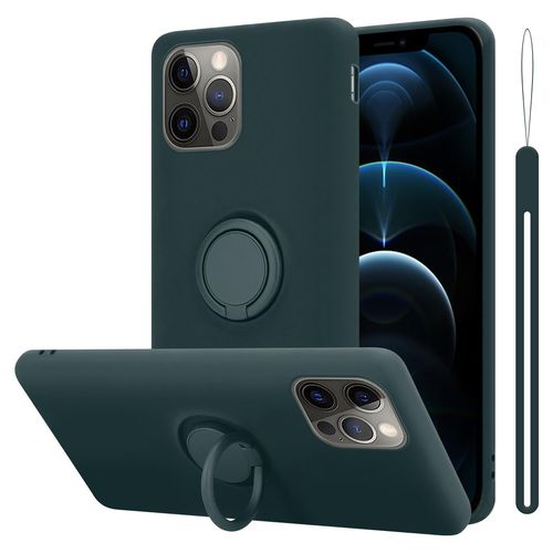 Cadorabo Housse Compatible Avec Apple Iphone 12 / 12 Pro En Liquid Green - Étui De Protection En Silicone Tpu Flexible Avec Anneau