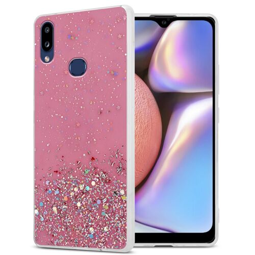 Cadorabo Housse compatible avec Samsung Galaxy A10s / M01s en Rose avec Paillettes - Étui de protection en silicone TPU flexible avec paillettes scintillantes