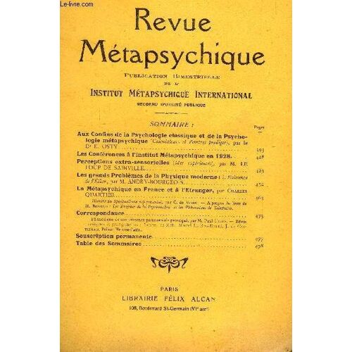 Revue Métapsychique. Novembre-Décembre 1927; N°6