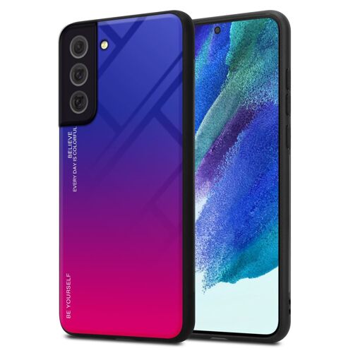 Cadorabo Housse compatible avec Samsung Galaxy S22 PLUS en VIOLETT - ROUGE - Coque de protection bicolore en silicone TPU et dos en verre trempé