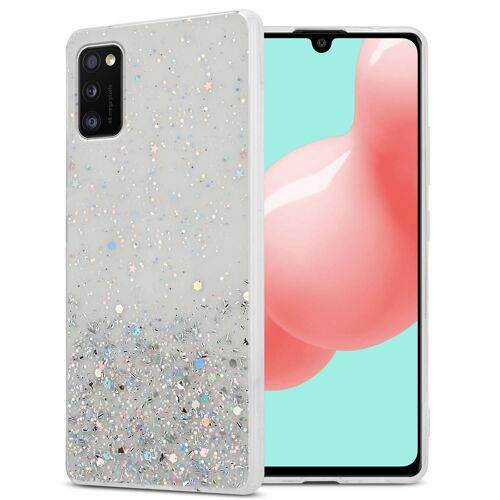 Cadorabo Housse compatible avec Samsung Galaxy A41 en Transparent avec Paillettes - Étui de protection en silicone TPU flexible avec paillettes scintillantes