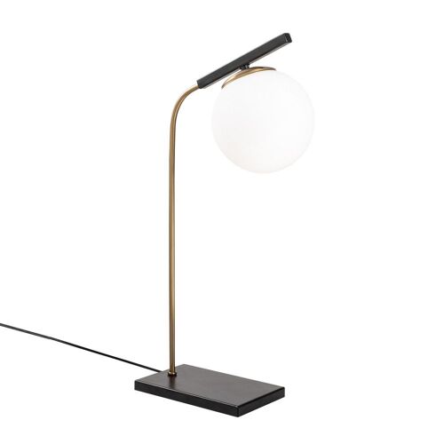 Lampe De Table Noire Et Dorée Avec Abat-Jour En Verre