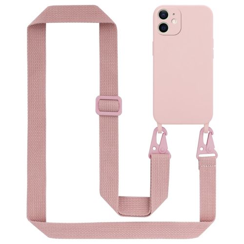 Tour de cou chaîne pour Apple iPhone 12 MINI en LIQUID PINK Housse de protection en silicone avec cordelette réglable