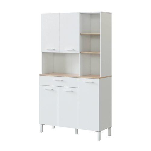 Armoire Polyvalente Avec 5 Portes Effet Bois Blanc Et Chêne