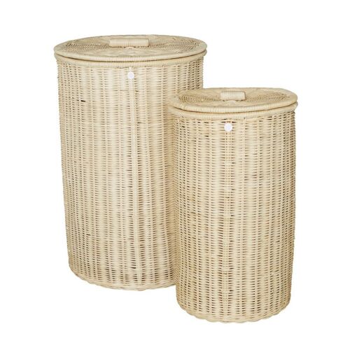 Kok Maison - Panier à linge en rotin naturel rond - Beige
