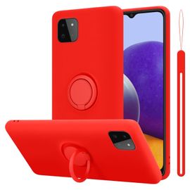 Cadorabo Housse Compatible Avec Samsung Galaxy A22 5g En Liquid Red - Étui De Protection En Silicone Tpu Flexible Avec Anneau