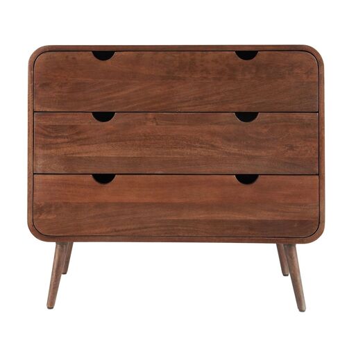 Decoclico - Commode en manguier teinté noyer 3 tiroirs - Marron