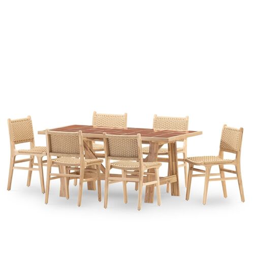 Set De Repas Jardin 6 Pl Table Céramique Terrecuit 168x87