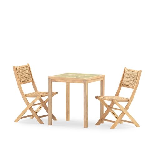 Ensemble Table Et Chaises 2 Pl Céramique Vert Clair 65x65