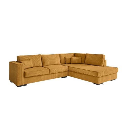 Canapé D'angle Belami 4 Places Xxl En Velours Côtelé - Angle Droit - Jaune